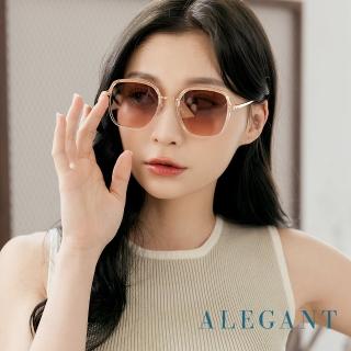 【ALEGANT】透膚粉韓版透視感金屬設計方框墨鏡/UV400太陽眼鏡(風華淬鍊)