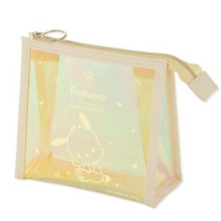 【小禮堂】帕恰狗 鐳射光透明方形收納包 - 黃坐姿款(平輸品)