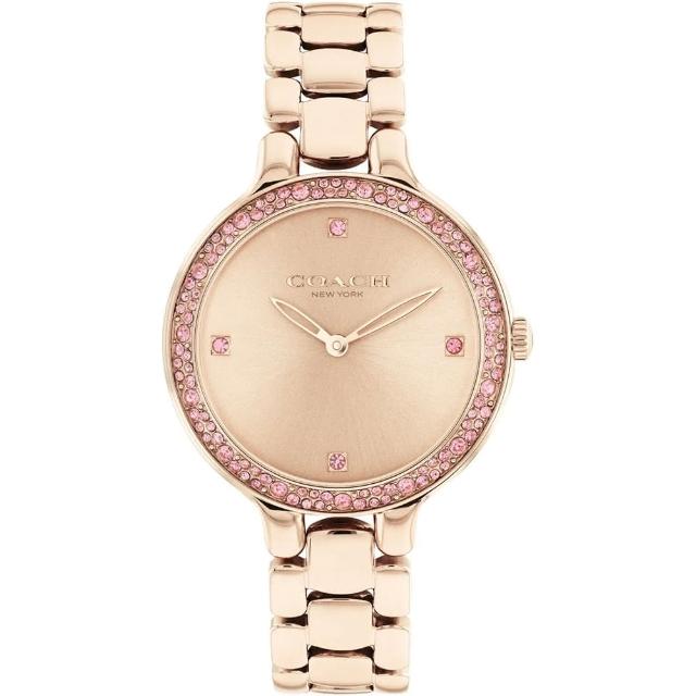 【COACH】官方授權經銷商 優雅晶鑽手錶-32mm/玫瑰金 母親節 禮物(14504126)