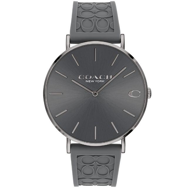 【COACH】官方授權經銷商 紳士時尚C字LOGO膠帶手錶-41mm 畢業 禮物(14602635)