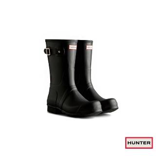 【HUNTER】男鞋-經典標籤霧面短靴(黑色)