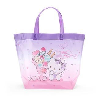 【小禮堂】Hello Kitty 防水海灘袋 - 粉紫聖代 炎夏企劃(平輸品)