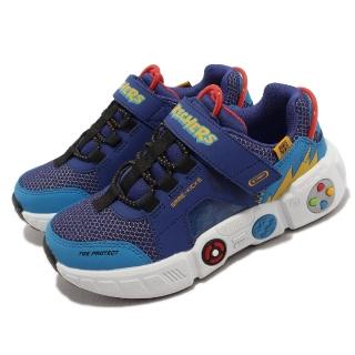 【SKECHERS】休閒鞋 Gametronix 中童鞋 藍紫色 遊戲機 魔鬼氈 記憶鞋墊(402260LRYMT)