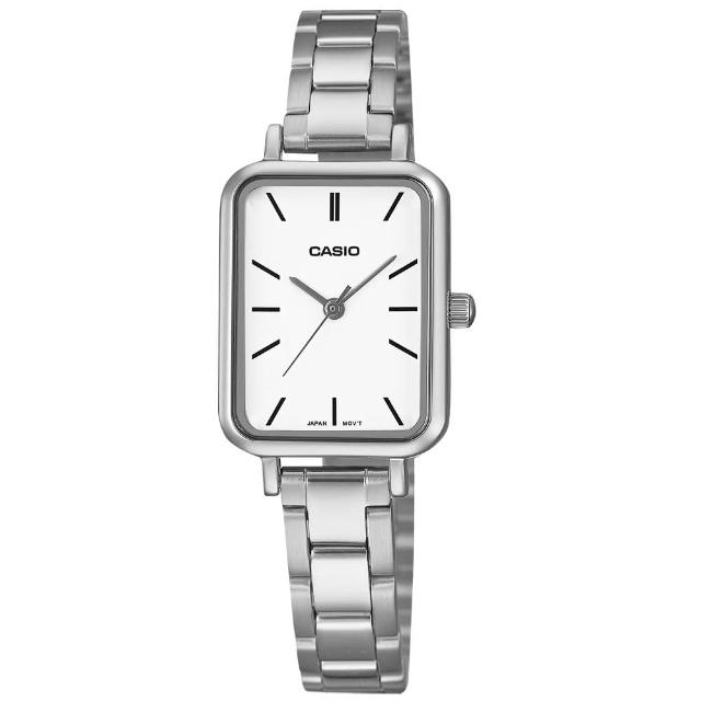 【CASIO 卡西歐】簡約三針 俐落百搭 復古方形 不鏽鋼手錶 白色 21mm(LTP-V009D-7E)