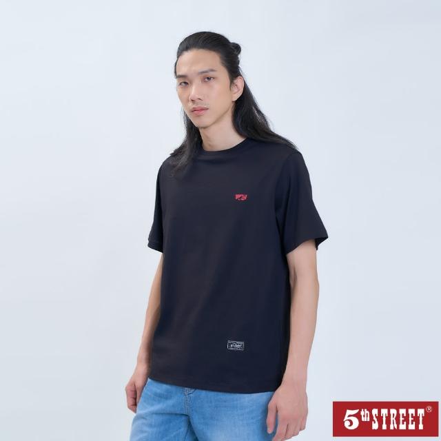 【5th STREET】男裝山脈反光印花短袖T恤-黑色(山形系列)