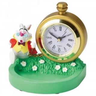 【小禮堂】迪士尼 愛麗絲夢遊仙境 造型擺飾鐘 - 白兔先生款(平輸品)
