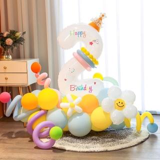 韓系ins童趣風生日數字氣球組1組(生日 派對 週歲 寶寶 兒童節 氣球)