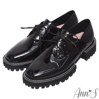 【Ann’S】韓系學院風-可兩穿綁帶漆皮厚底牛津鞋4cm(黑)
