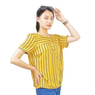 【GT】春夏精選-時尚亮麗條紋設計款短衫(圓領 線條 短袖上衣 時尚色調)
