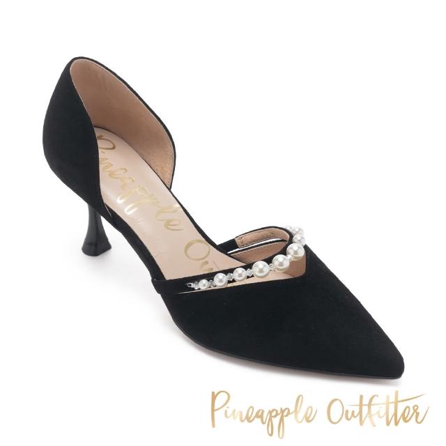 【Pineapple Outfitter】GITTEL 羊皮珍珠尖頭中跟鞋(絨黑色)