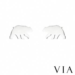 【VIA】白鋼耳釘 白鋼耳環 北極熊耳環/動物系列 北極熊造型白鋼耳釘(鋼色)