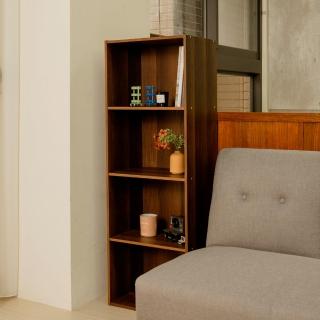 【H&R 安室家】玩色木質四層櫃/書櫃 胡桃木色 BCF67A(收納櫃/抽屜櫃/櫃子/書櫃/置物櫃)