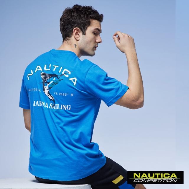【NAUTICA】男裝 COMPETITION劍魚圖騰短袖T恤(藍)