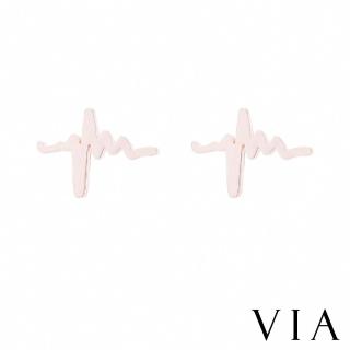 【VIA】白鋼耳釘 白鋼耳環 電波耳環/符號系列 心跳電波造型白鋼耳釘(玫瑰金色)