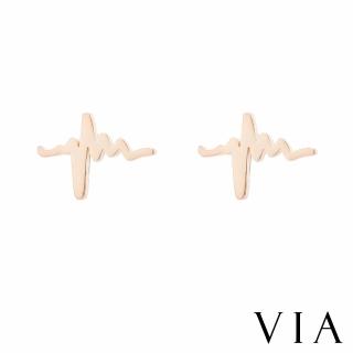 【VIA】白鋼耳釘 白鋼耳環 電波耳環/符號系列 心跳電波造型白鋼耳釘(金色)