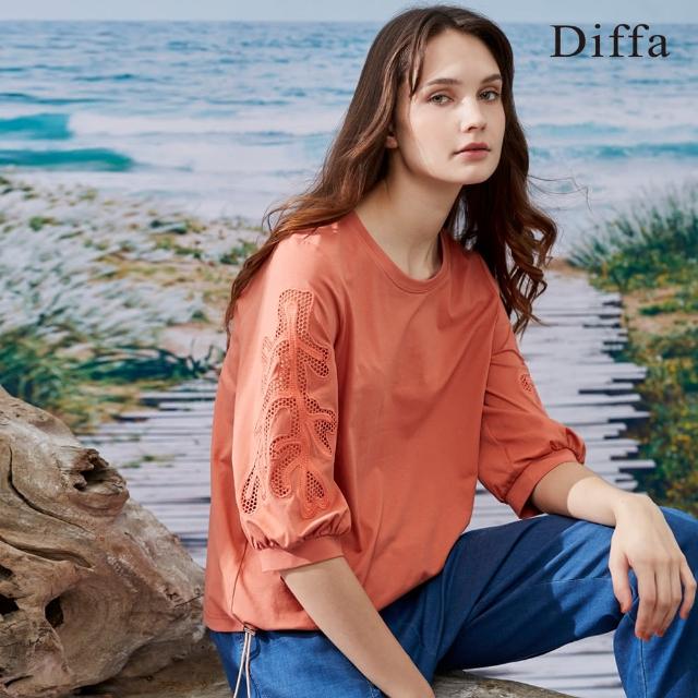 【Diffa】珊瑚繡抽繩上衣-女