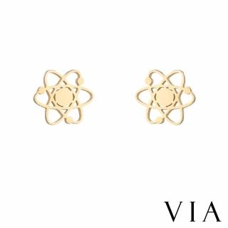 【VIA】白鋼耳釘 白鋼耳環 原子耳環/個性系列 原子造型白鋼耳釘(金色)