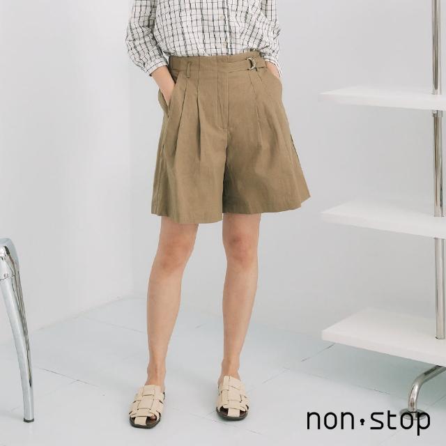 【non-stop】側釦環打摺短褲-2色
