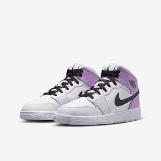【NIKE 耐吉】籃球鞋 運動鞋 AIR JORDAN 1 MID GS 男鞋 女鞋 大童 白紫(DQ8423501)