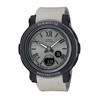 【CASIO 卡西歐】BABY-G 精緻與醒目自我風格薄型羅馬時刻設計運動休閒錶-黑框X灰(BGA-290-8A)