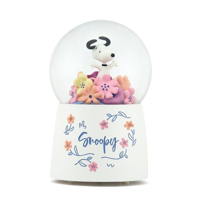 【JARLL 讚爾藝術】Snoopy史努比百花齊放 水晶球音樂盒(生日禮物  情人禮物)