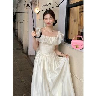 【Dorri】玩美衣櫃素色禮服荷葉方領宴會洋裝公主風S-XL(共二色)