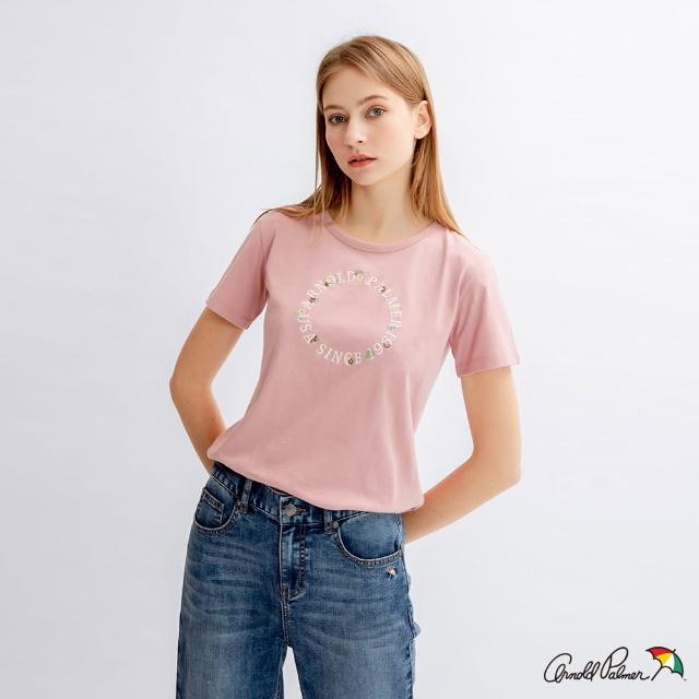 【Arnold Palmer 雨傘】女裝-純棉刺繡LOGO基本款T-Shirt(粉色)