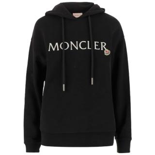 【MONCLER】新款 女款 品牌英文名&LOGO 長袖帽T-黑色(XS號、S號、M號、L號)