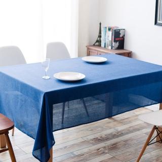 【伊美居】日系仿麻防潑水桌巾140x140cm(藍色)