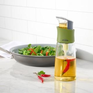 【TRUDEAU】下壓可計量玻璃油醋瓶 綠320ml(調味瓶)