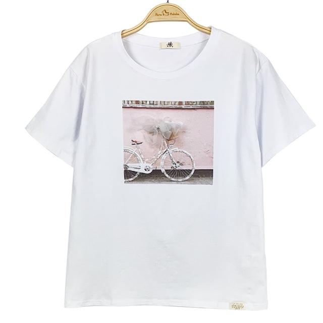 【Hana Mokuba】花木馬日系女裝水鑽串珠相片印花T恤(T恤)
