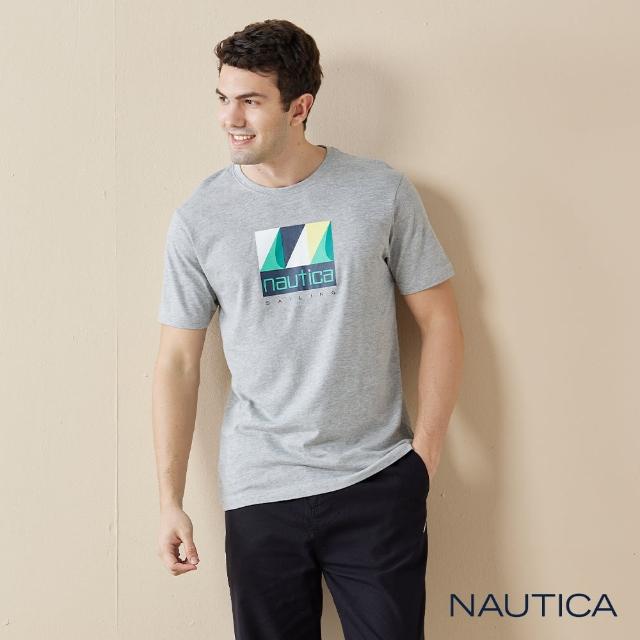 【NAUTICA】男裝 時尚簡約LOGO短袖T恤(灰色)