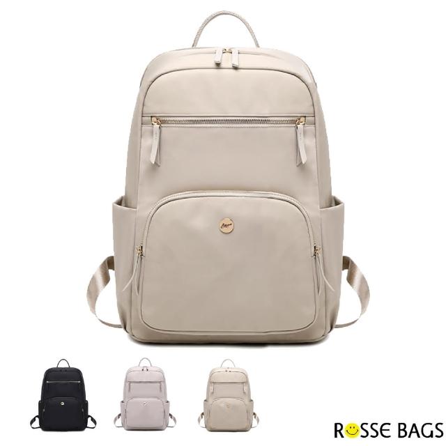 【Rosse Bags】實用通勤商務大小款背包(現+預 黑色／米色／粉色)