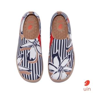 【uin】西班牙原創設計 女鞋 條紋花開彩繪休閒鞋W1010561(彩繪)