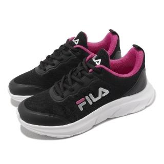 【FILA】慢跑鞋 Skyway 女鞋 黑 桃紅 緩衝 基本款 運動鞋 路跑 斐樂(5J315X021)