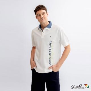 【Arnold Palmer 雨傘】男裝-品牌個性簽名刺繡POLO衫(米白色)