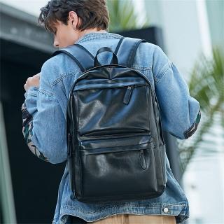 【MoonDy】男包 後背包 防水包 背包男 電腦背包 大學生書包 筆電後背包 皮革後背包 旅行後背包 皮革包