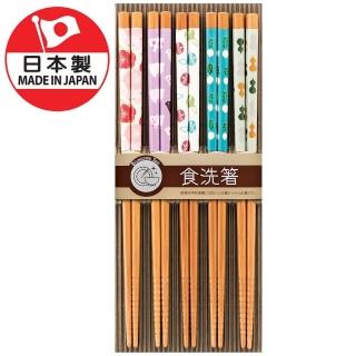 【DAIDOKORO】日本製和風造型頂級天然竹筷子5雙入(彩色日式櫻花鈴鐺/可機洗/抗菌加工/防滑加工)