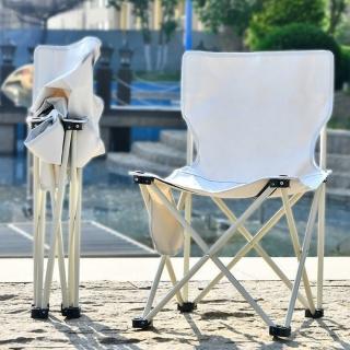 【MINE 家居】白色風露營折疊椅 免組裝戶外椅 大款40x40x65cm(椅子/餐椅/折疊椅/露營椅)