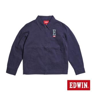 【EDWIN】男裝 露營系列 紅標復古翻領拉鍊外套(丈青色)