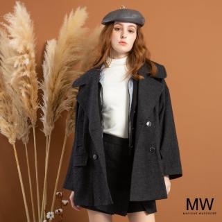 【MAGIQUE WARDROBE】翻領雙排釦羊毛外套大衣(2色)
