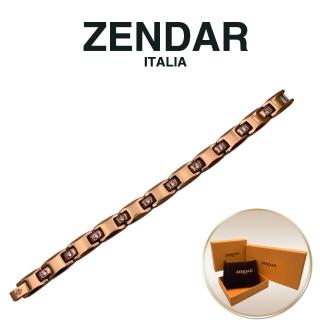 【ZENDAR】4顆純鍺 健康鈦鍺鎢鋼玫瑰金色手鍊精品 附送禮提袋(S號 21025)