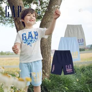 【GAP】男童裝 Logo鬆緊短褲 厚磅密織水洗棉系列-多色可選(663613)