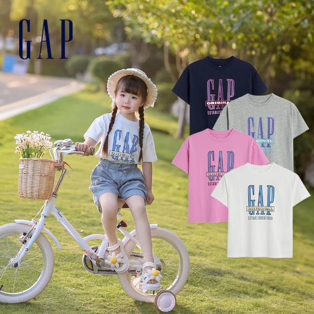 【GAP】兒童裝 Logo純棉寬鬆短袖T恤 厚磅密織水洗棉系列-多色可選(670428)