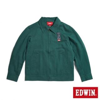 【EDWIN】男裝 露營系列 紅標復古翻領拉鍊外套(苔綠色)