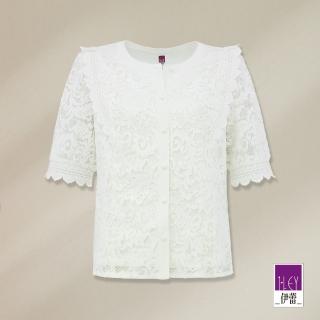 【ILEY 伊蕾】法式清新蕾絲排釦上衣(白色；M-XL；1232071857)