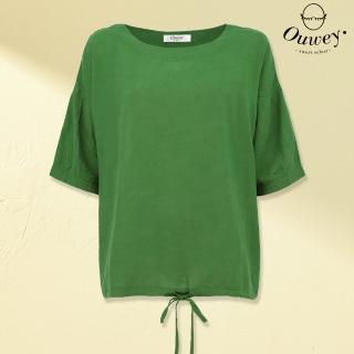【OUWEY 歐薇】典雅簡約縲縈上衣(綠色；S-L；3232431036)