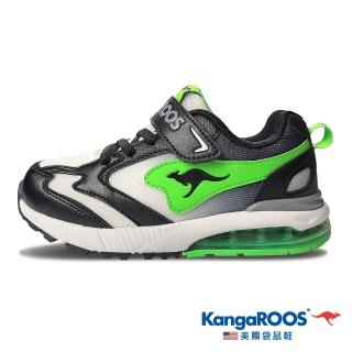 【KangaROOS 美國袋鼠鞋】童鞋 CAPSULE 機能運動 太空氣墊跑鞋(黑/綠-KK31950)