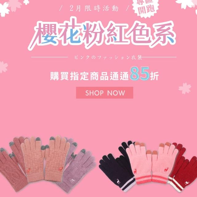 【瑟夫貝爾】櫻花粉色季 雙層觸碰手套 粉紅色系手套 內刷毛 加厚加絨 針織手套