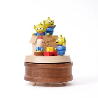 【小禮堂】迪士尼 三眼怪 造型木質旋轉音樂鈴 - 玩具箱款(平輸品)